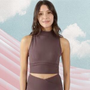 90 Degree By Reflex In Wonderlink Slim Fit Mock Neck Tank Top Plum Size XXL